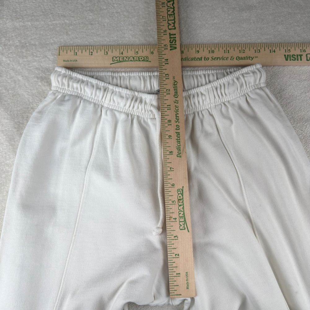 Zara White Wide Leg Seam Front Cotton Sweatpants Size M Drawstring Minimalist - Picture 4 of 8